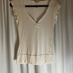 Guess Cream V-Neck Blouse